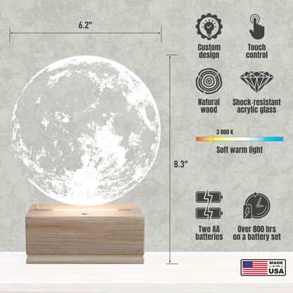 Moon Light Nightstand Lamp for Bedroom or Kids Room – Custom Gift for Birthday, Valentine’s Day, Christmas, Children, Kids, Girlfriend – Soft Warm Light Bedside Table Lamp