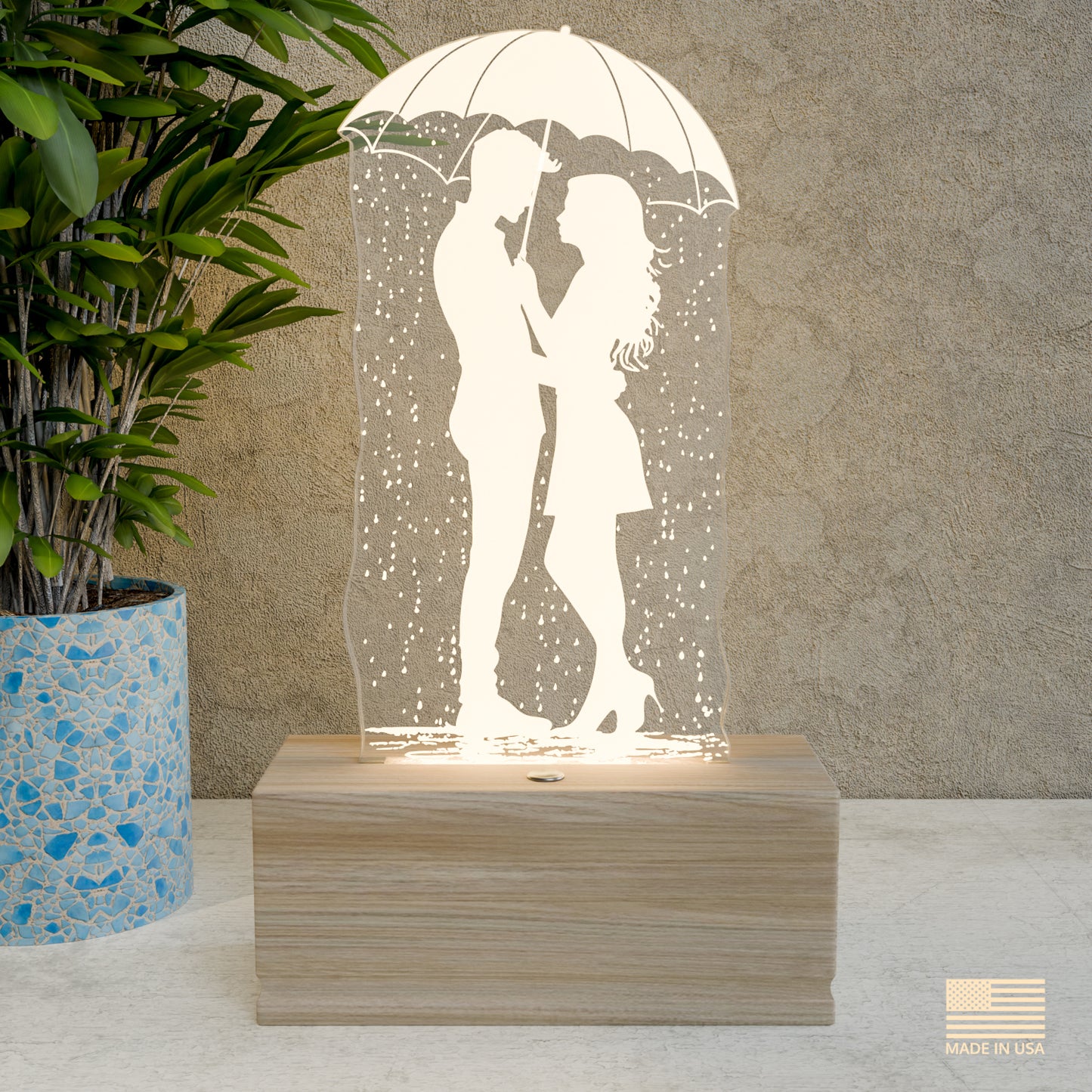 Romantic Rain Nightstand Lamp for Bedroom – Custom Gift for Valentine’s Day, Wedding, Anniversary, Wife, Girlfriend – Soft Warm Light Bedside Table Lamp