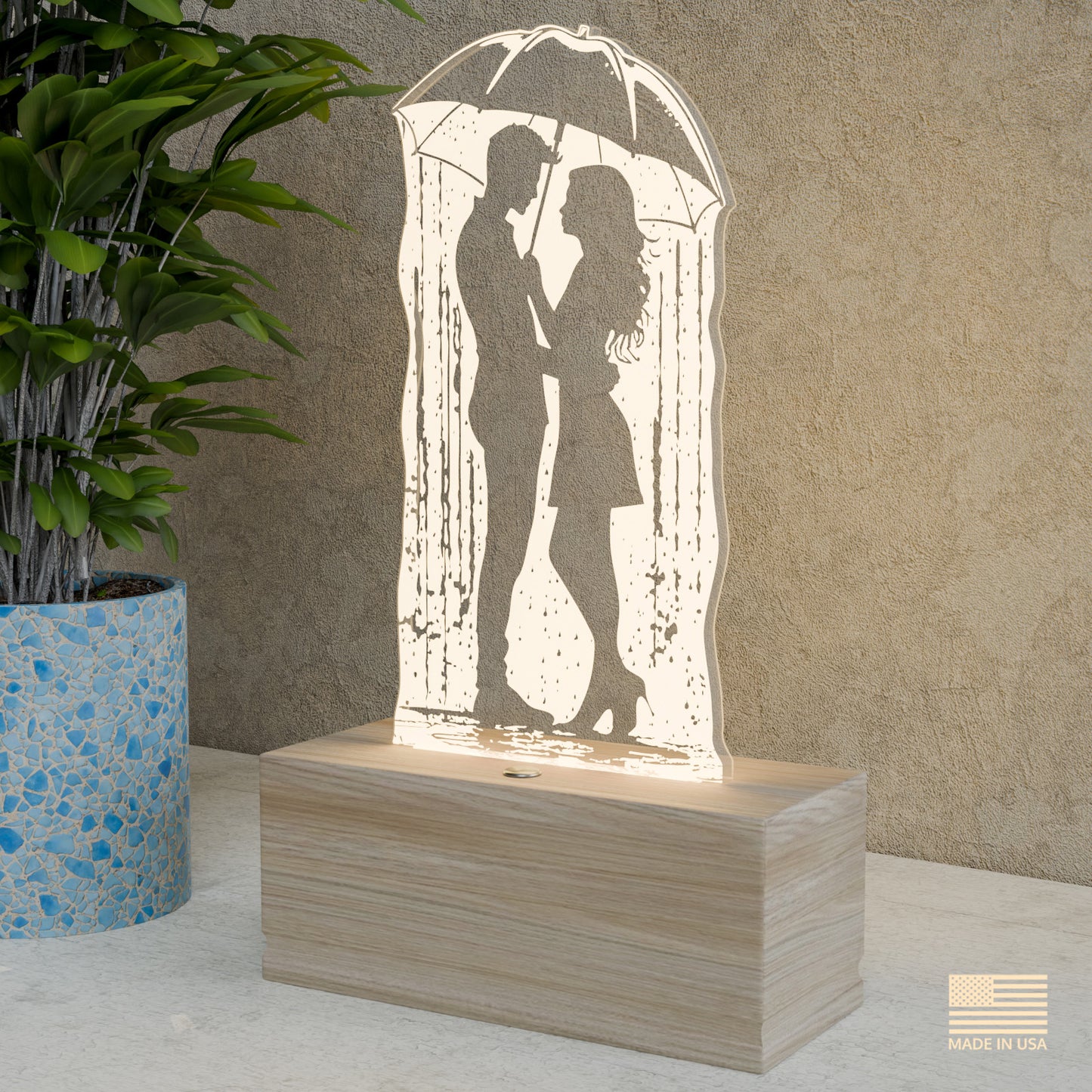 Romantic Rain-2 Nightstand Lamp for Bedroom – Custom Gift for Valentine’s Day, Wedding, Anniversary, Wife, Girlfriend – Soft Warm Light Bedside Table Lamp