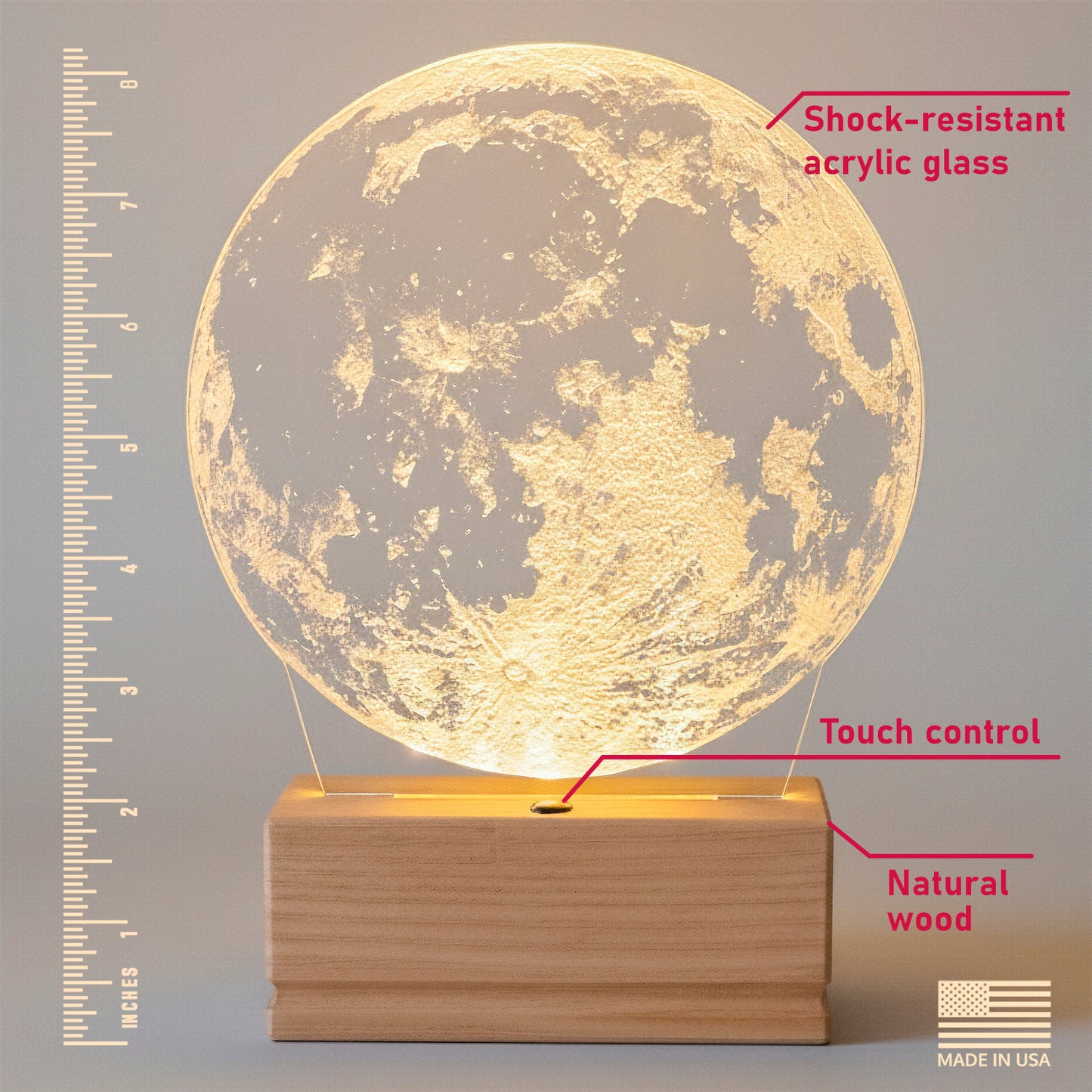 Moon Light Nightstand Lamp for Bedroom or Kids Room – Custom Gift for Birthday, Valentine’s Day, Christmas, Children, Kids, Girlfriend – Soft Warm Light Bedside Table Lamp