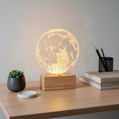 Moon Light Nightstand Lamp for Bedroom or Kids Room – Custom Gift for Birthday, Valentine’s Day, Christmas, Children, Kids, Girlfriend – Soft Warm Light Bedside Table Lamp