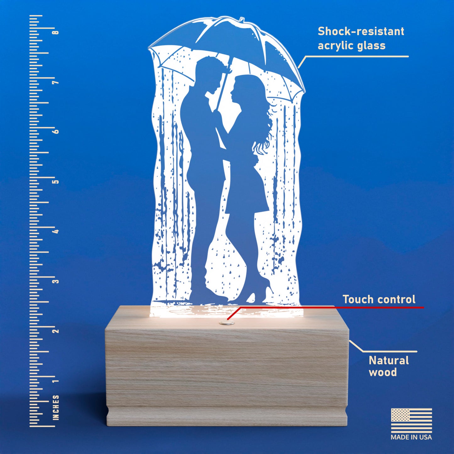 Romantic Rain-2 Nightstand Lamp for Bedroom – Custom Gift for Valentine’s Day, Wedding, Anniversary, Wife, Girlfriend – Soft Warm Light Bedside Table Lamp