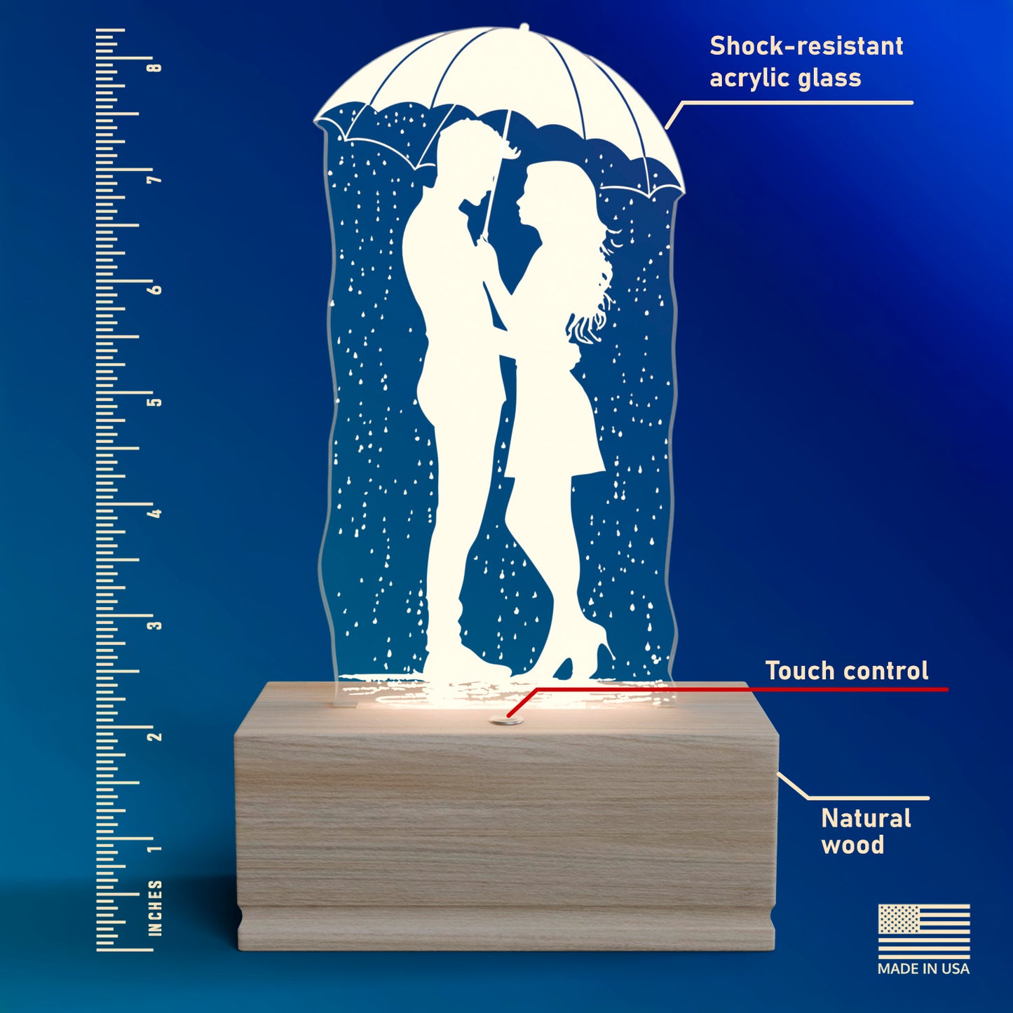 Romantic Rain Nightstand Lamp for Bedroom – Custom Gift for Valentine’s Day, Wedding, Anniversary, Wife, Girlfriend – Soft Warm Light Bedside Table Lamp