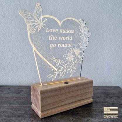 Romantic Heart Nightstand Lamp for Bedroom – Custom Gift for Valentine’s Day, Wedding, Anniversary, Mom, Daughter, Wife, Girlfriend – Soft Warm Light Bedside Table Lamp