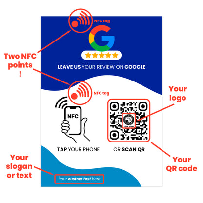 NFC Stand for Google reviews | NFC & QR Code custom sign for Google reviews