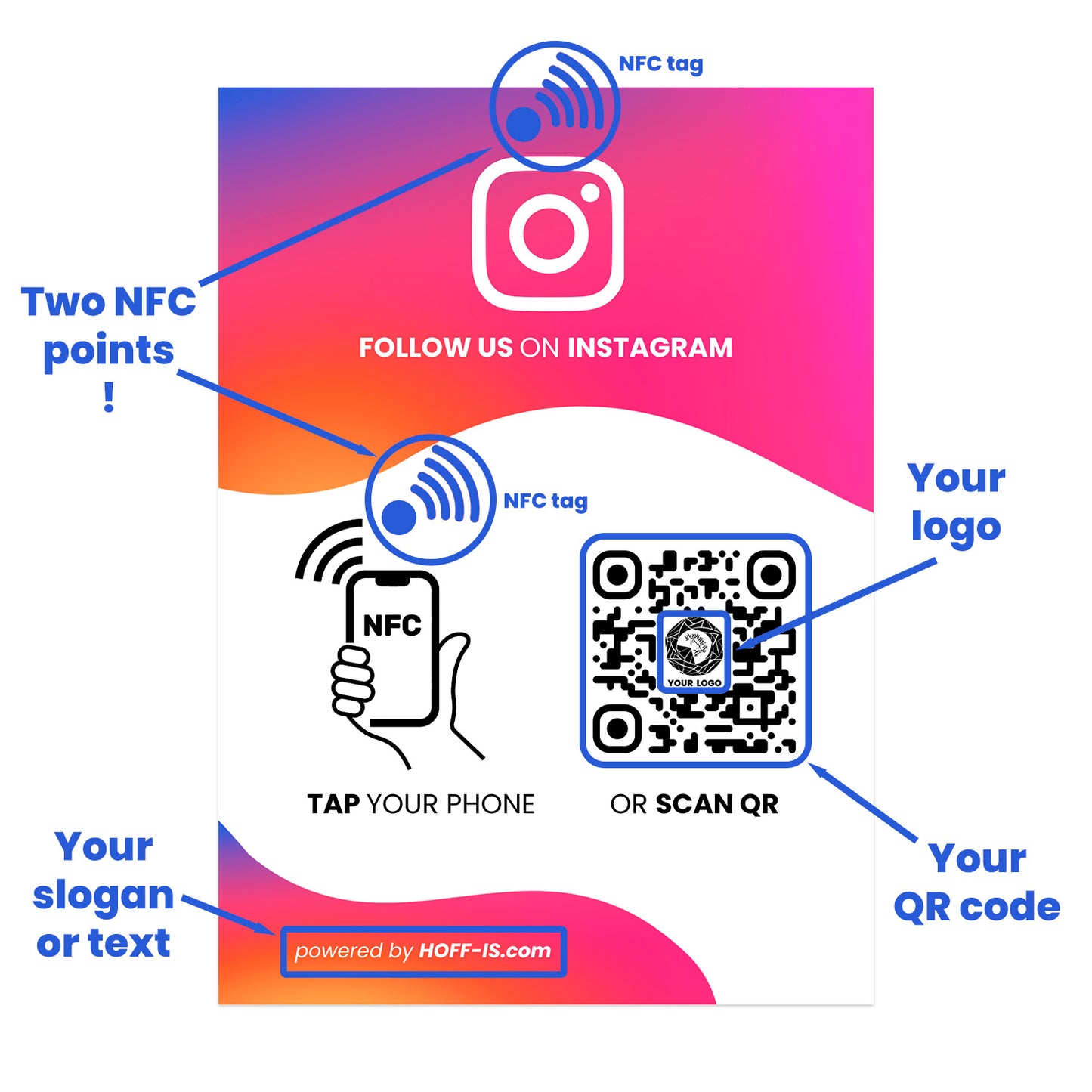 NFC Stand for Instagram follows | NFC & QR Code custom sign for Instagram follows