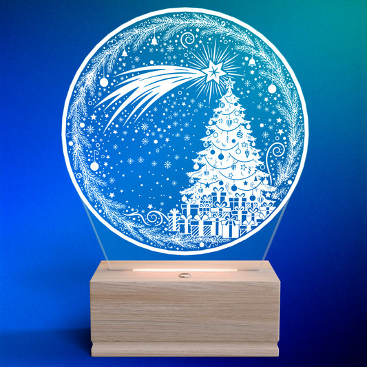 Christmas Comet Setella Nightstand Lamp for Bedroom – Custom Gift for Christmas – Soft Warm Light Bedside Table Lamp