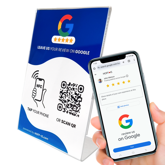 NFC Stand for Google reviews | NFC & QR Code custom sign for Google reviews