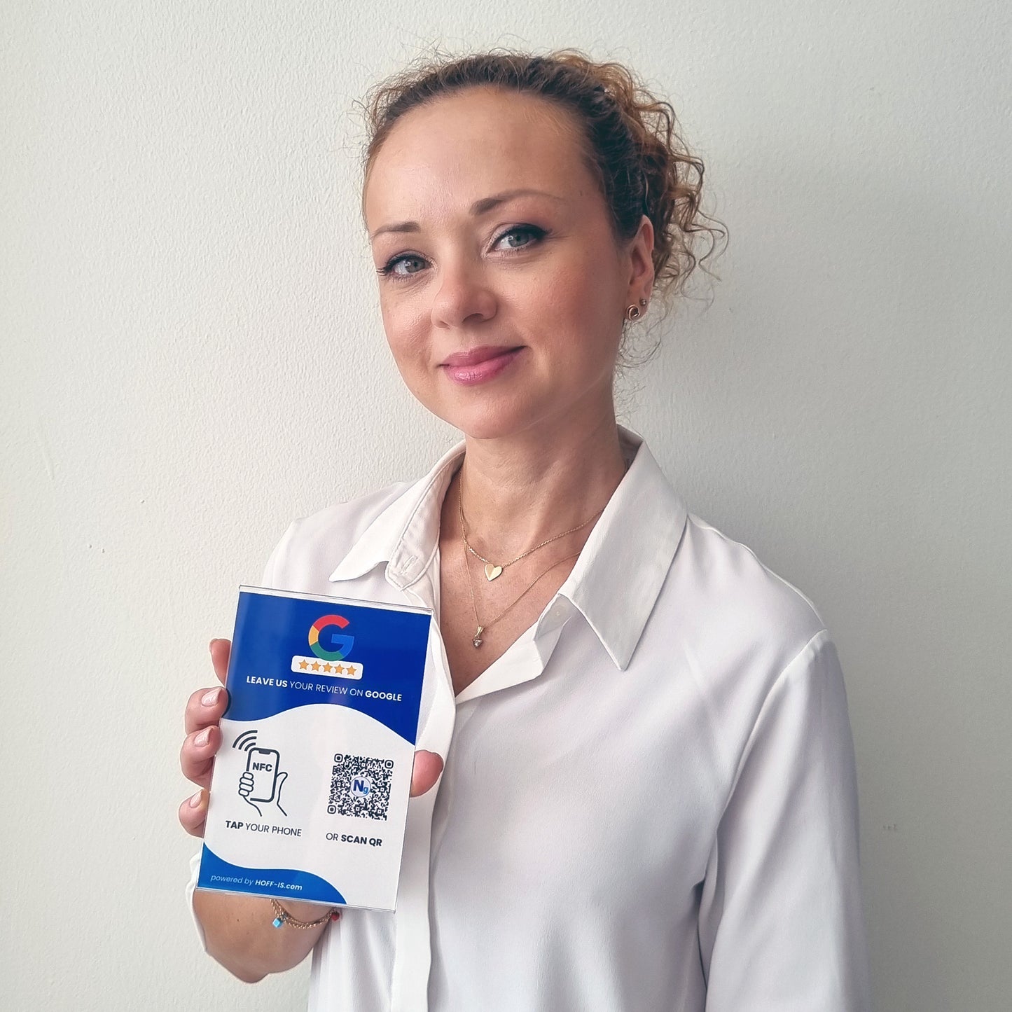 NFC Stand for Google reviews | NFC & QR Code custom sign for Google reviews