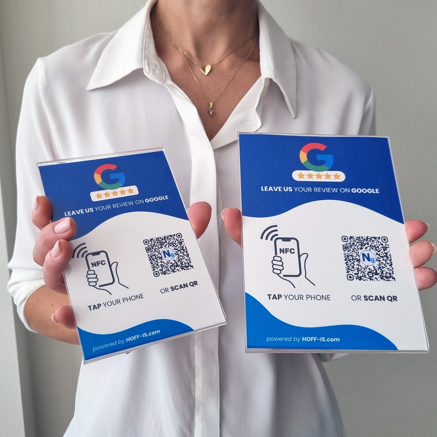 NFC Stand for Google reviews | NFC & QR Code custom sign for Google reviews