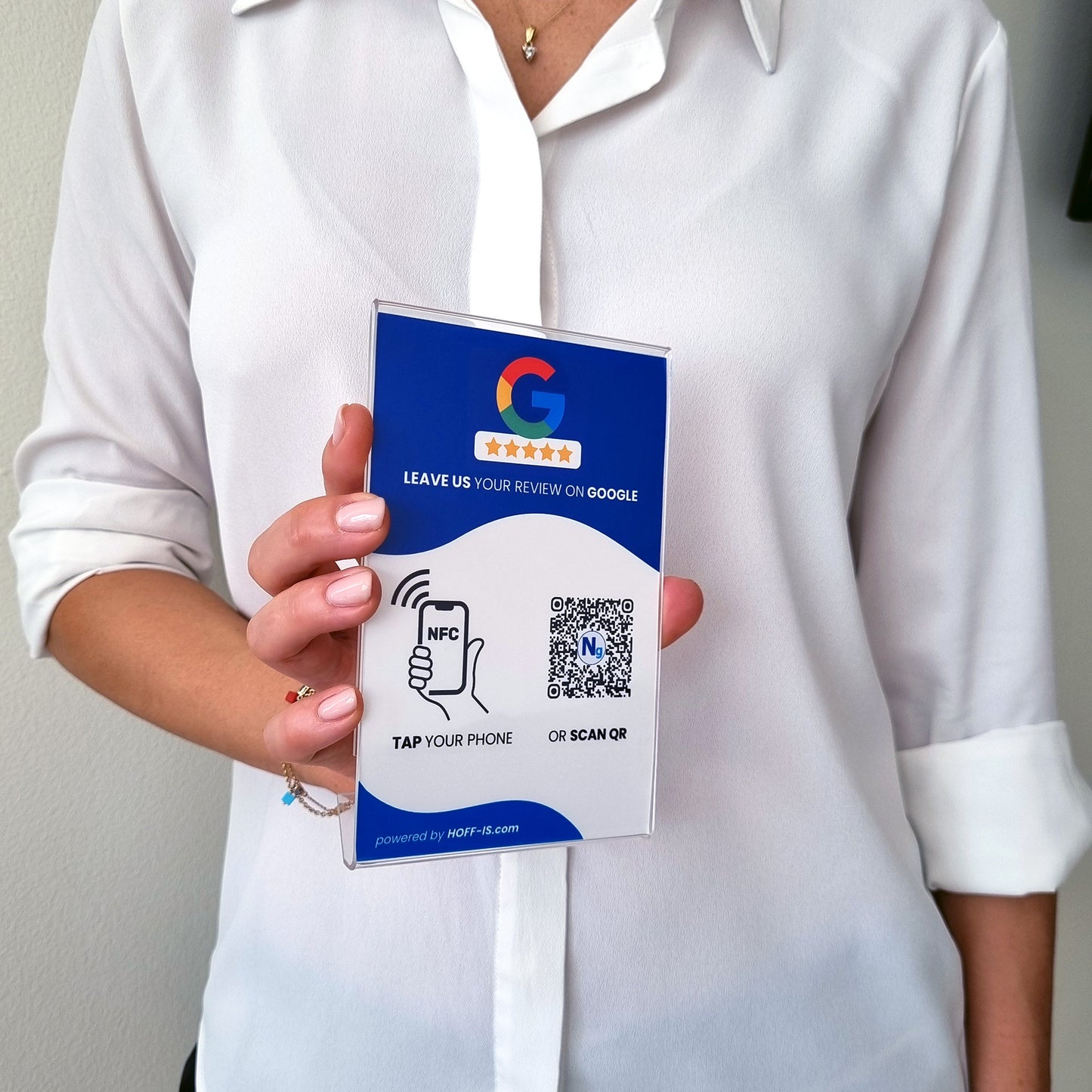 NFC Stand for Google reviews | NFC & QR Code custom sign for Google reviews